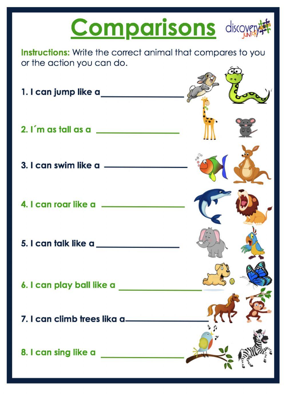 Comparisons online pdf exercise | Live Worksheets