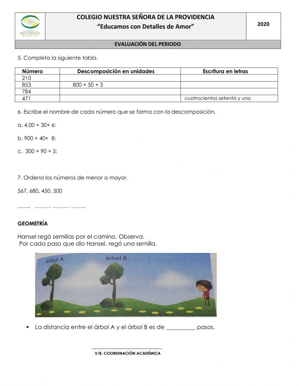 Matemáticas segundo periodo Andrés