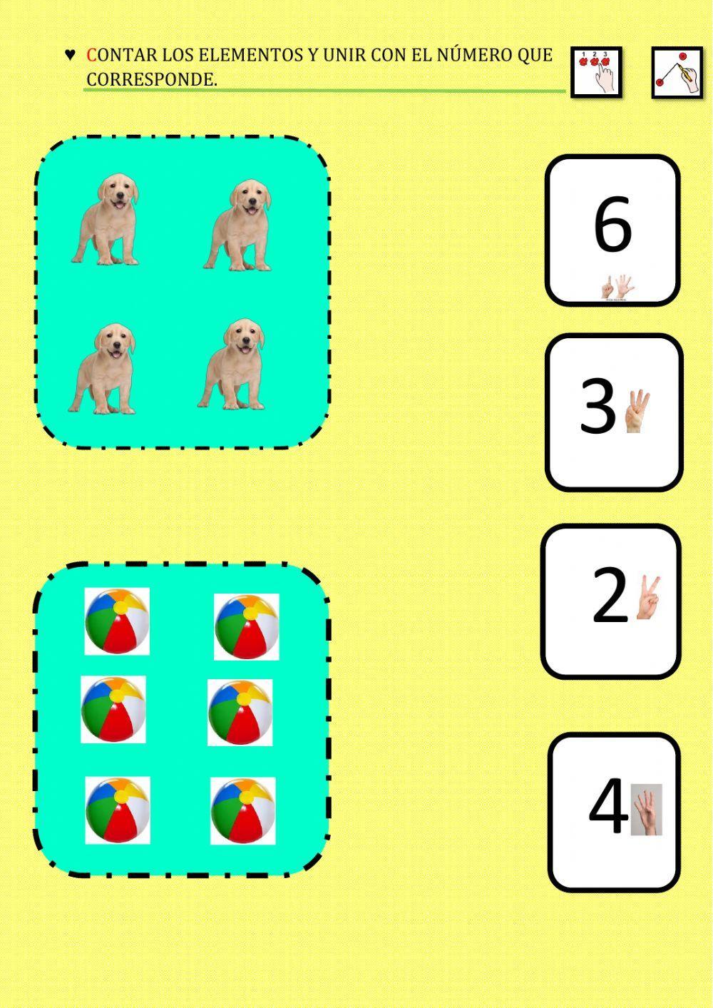 Contar y unir con el número que corresponde