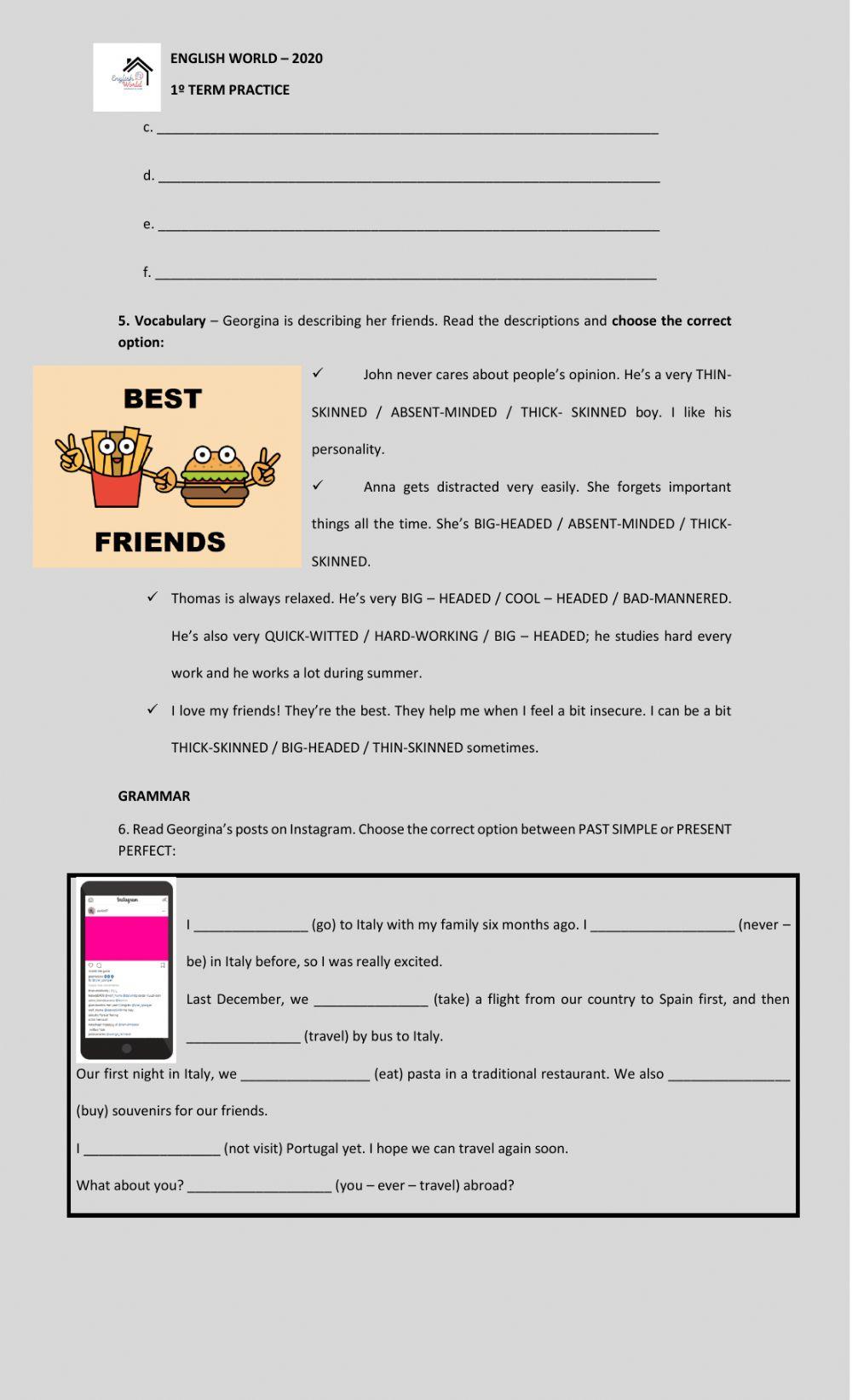 Practice test - star teens 4 2020