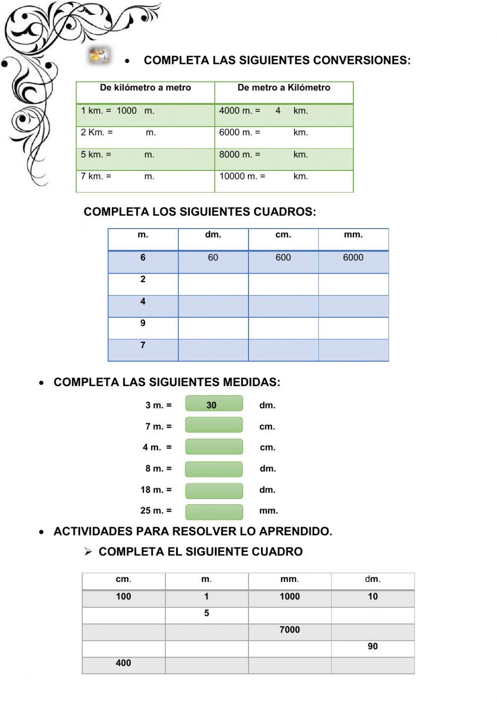 Medidas de longitud Medidas de longitud