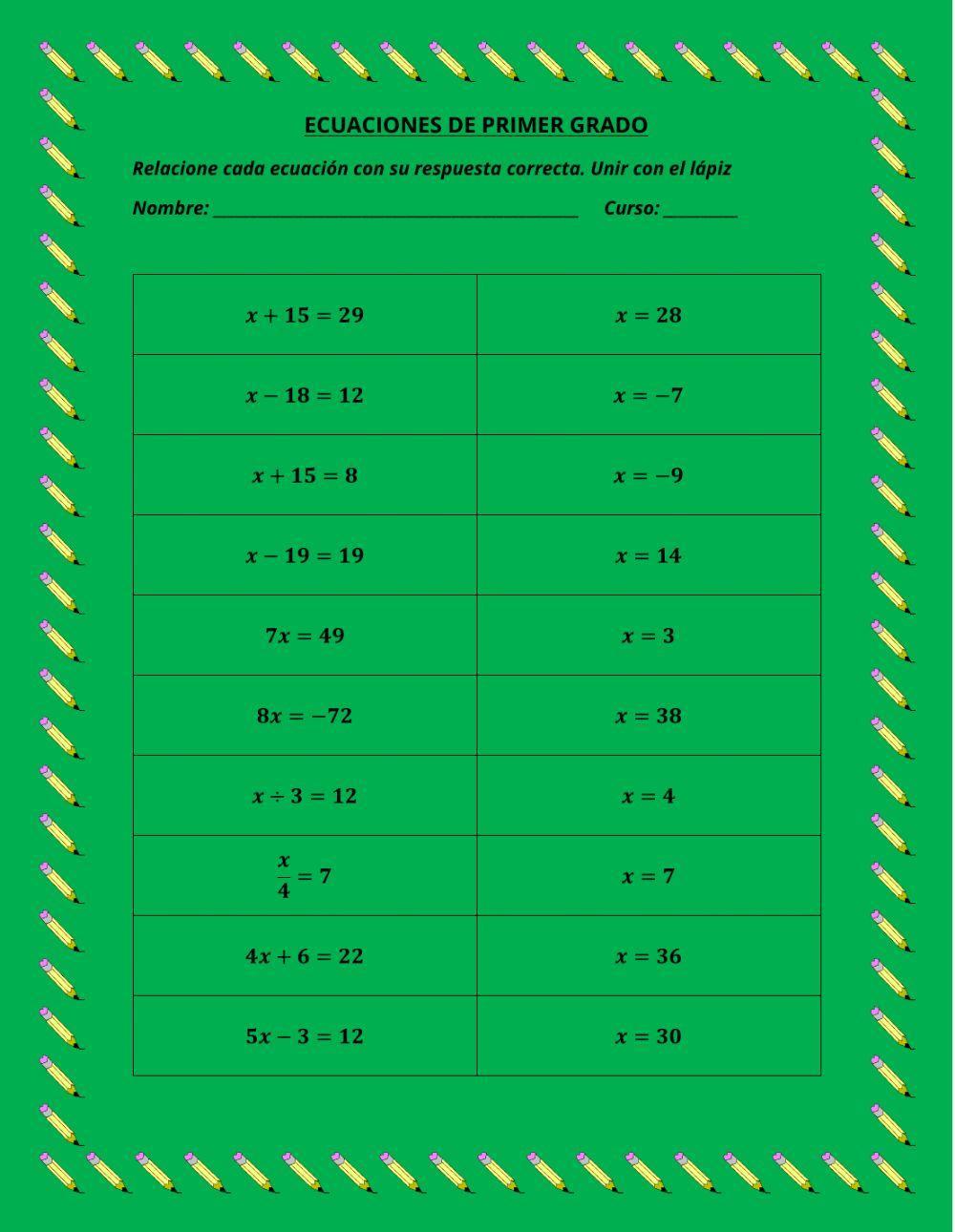 Ecuaciones de primer grado