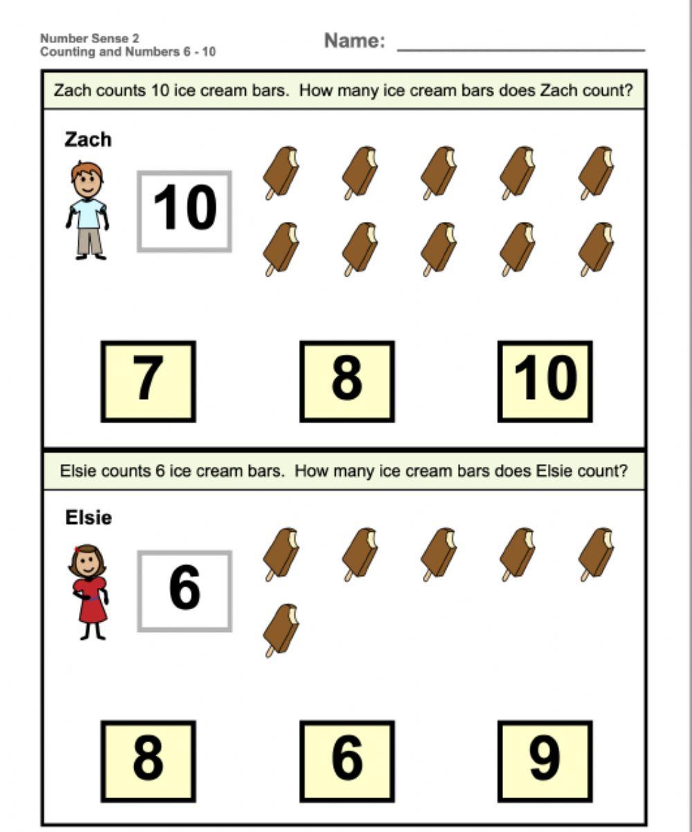 Counting and identifying numbers 2
