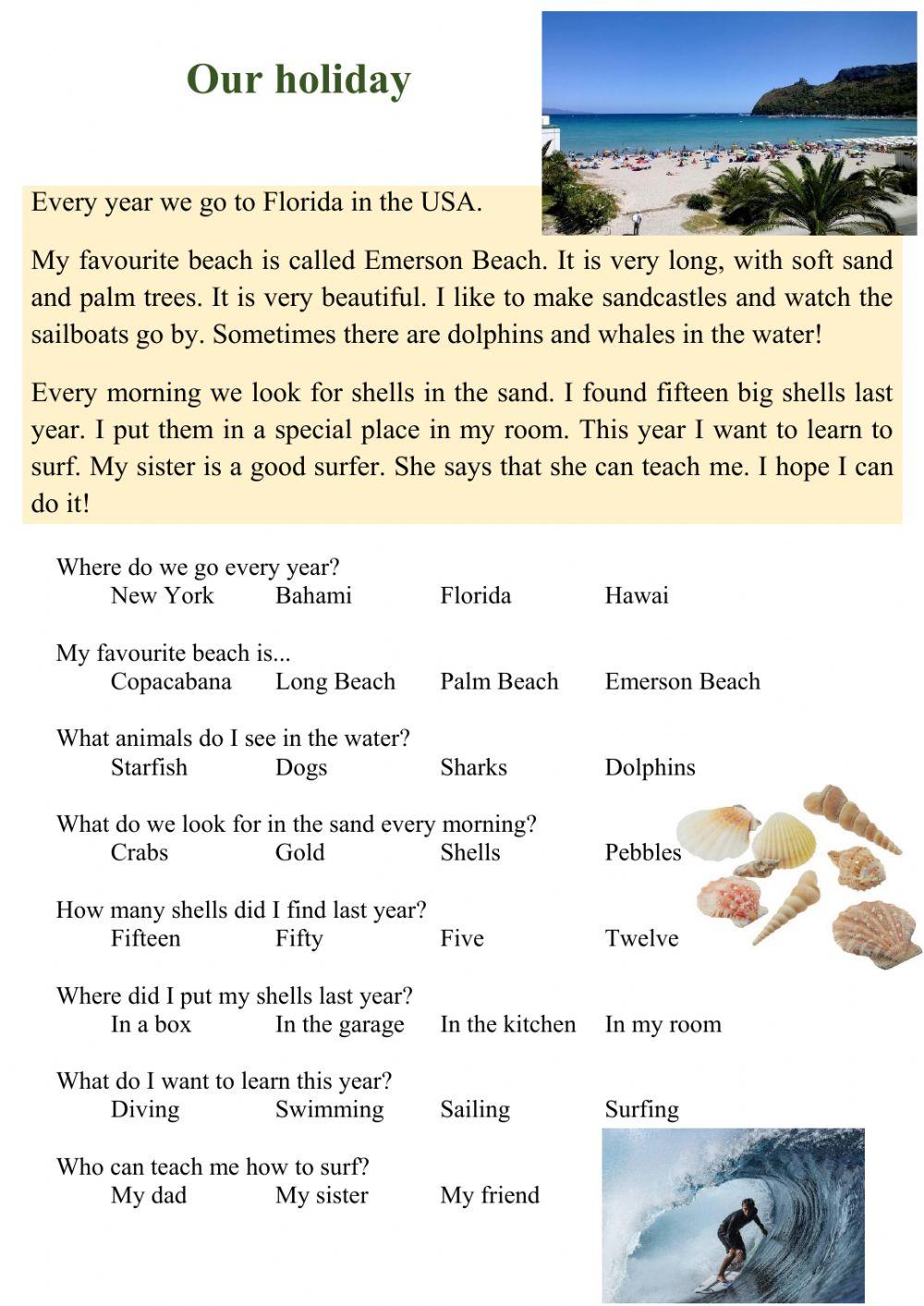 Reading - Our holiday