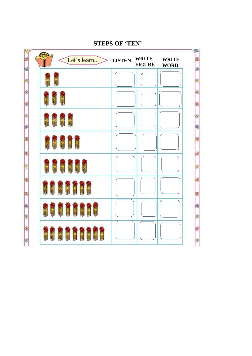steps of ten Grade 1