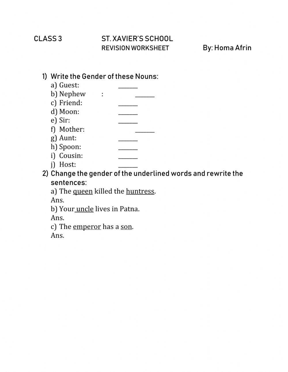 Noun-Gender Noun-Gender