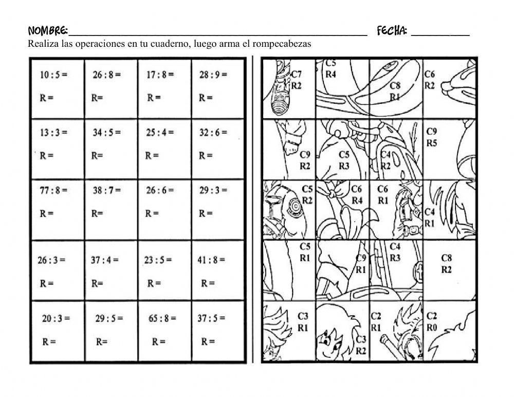 Divisiones con una cifra en el divisor