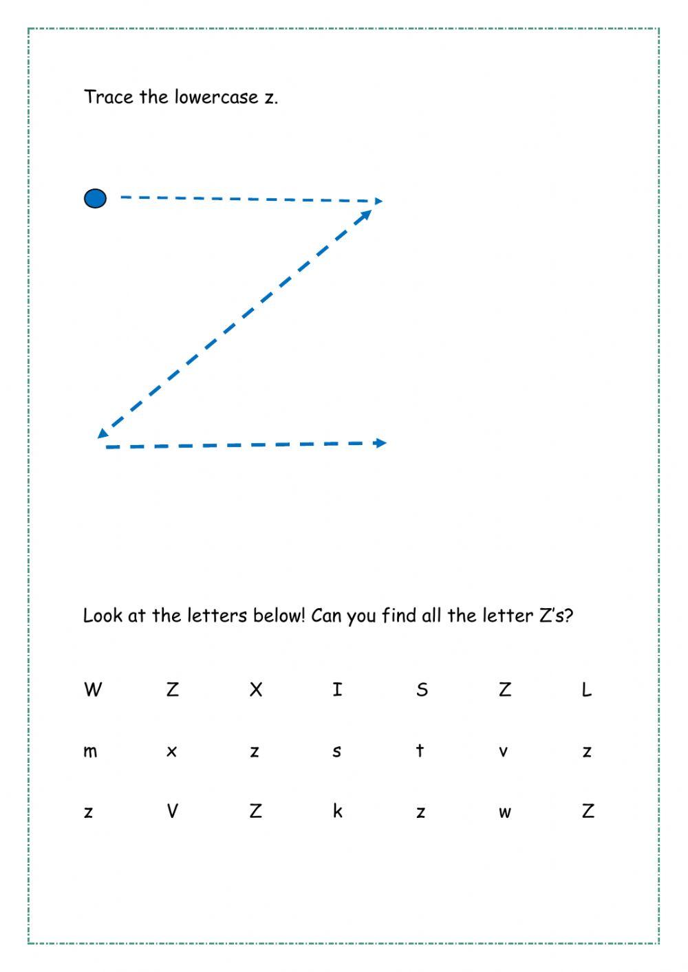 The Letter Z Worksheet
