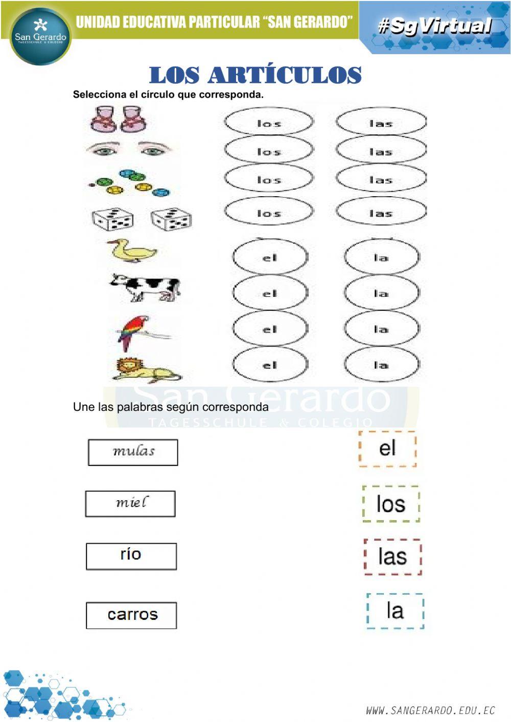 Los artículos Lengua Castellana exercise Live Worksheets