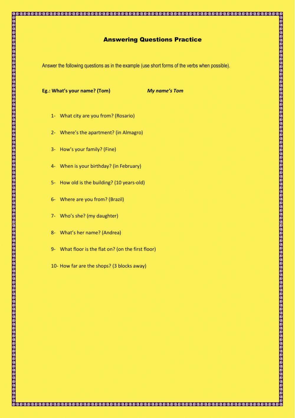 Answering Questions (Verb to be)