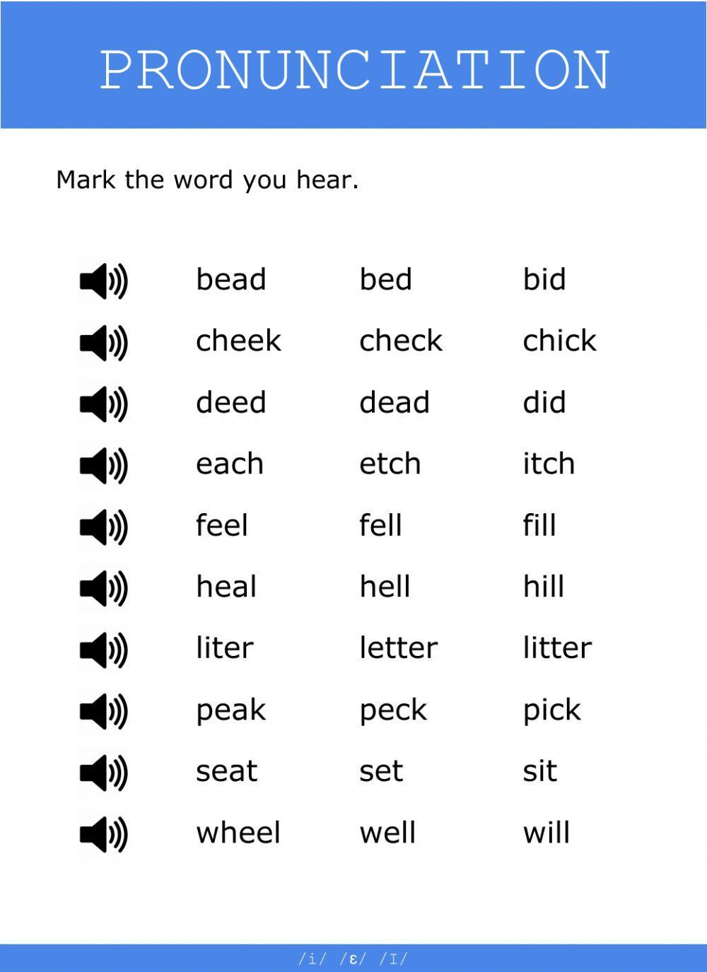 Minimal Pairs - i or ɛ or I