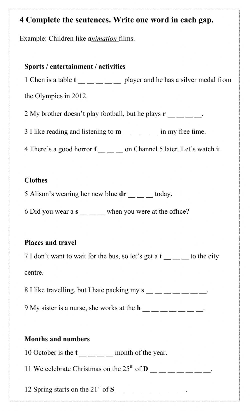 Adults - vocabulary test