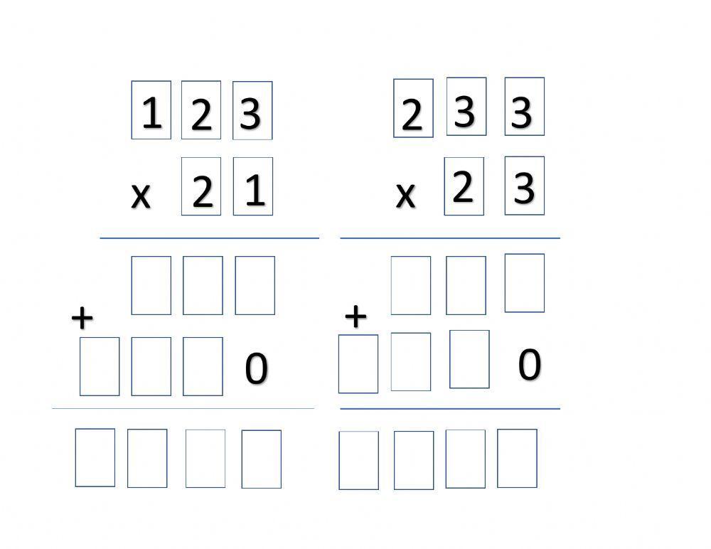 Multiplicación por dos cifras sencillas