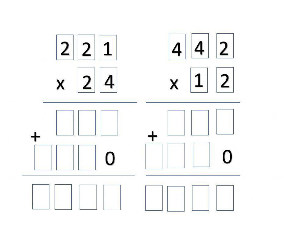 Multiplicación por dos cifras sencillas