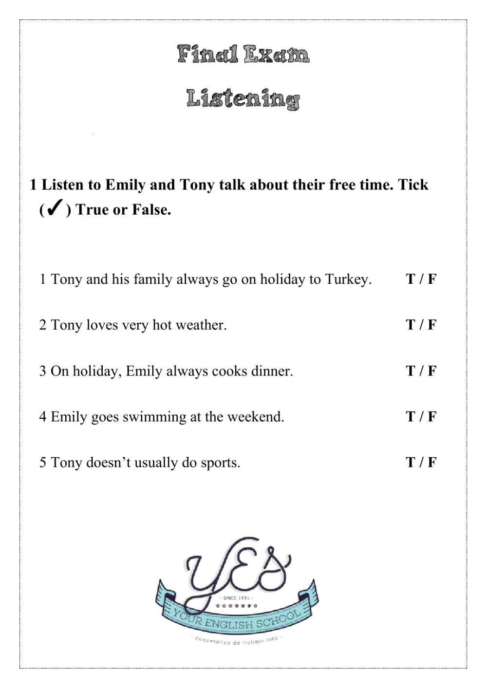 Adults  - listening test