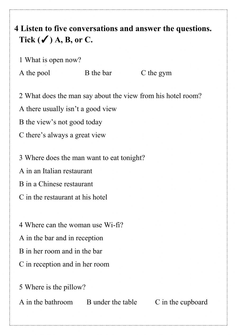 Adults  - listening test