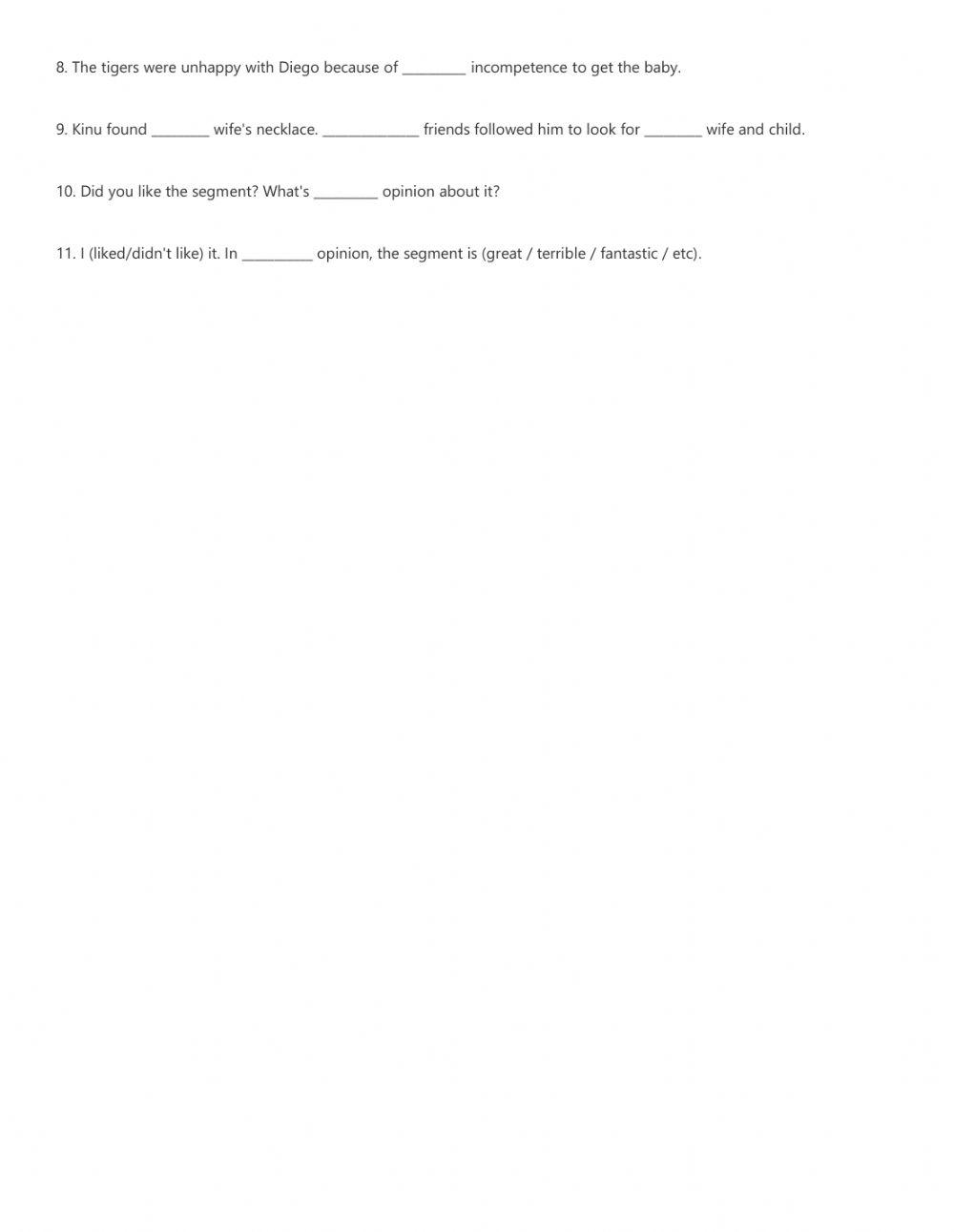 Possessive Adjectives