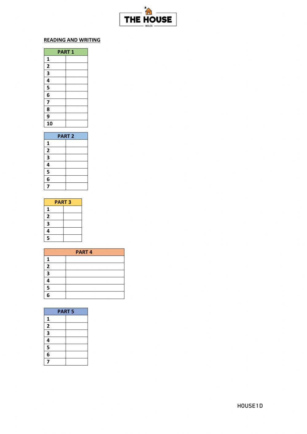 Answer sheet flyers 2 test 2