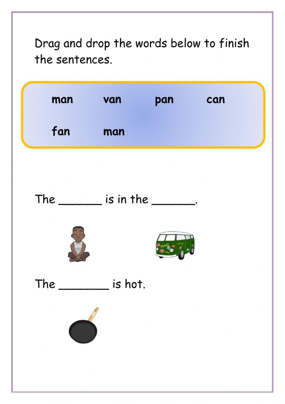 The 'An' Word Family Worksheet