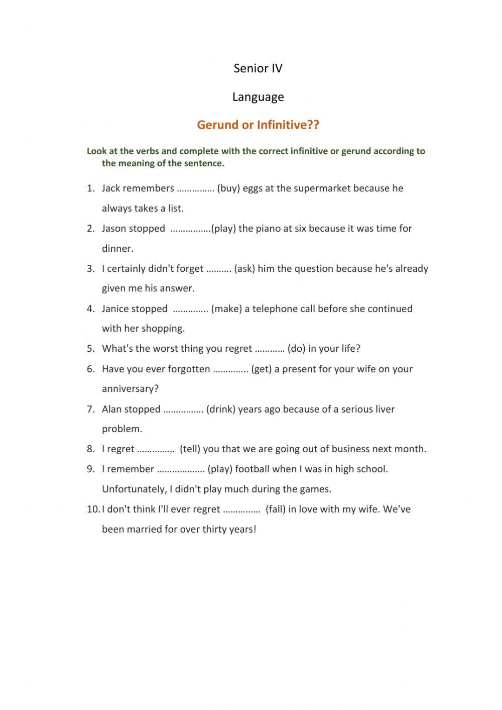 Gerunds and Infinitives