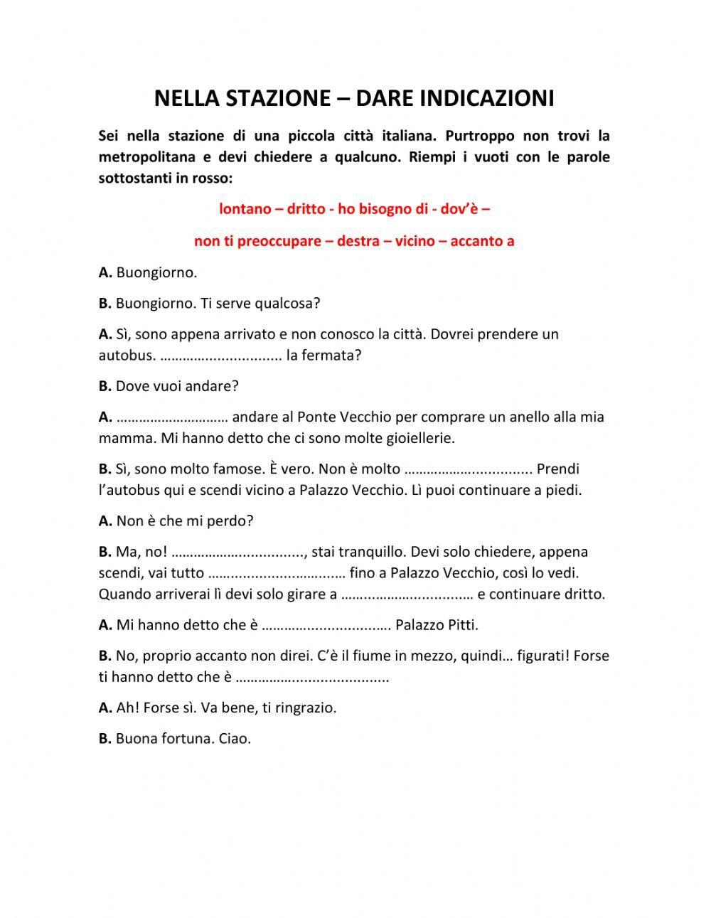 Dare indicazioni stradali