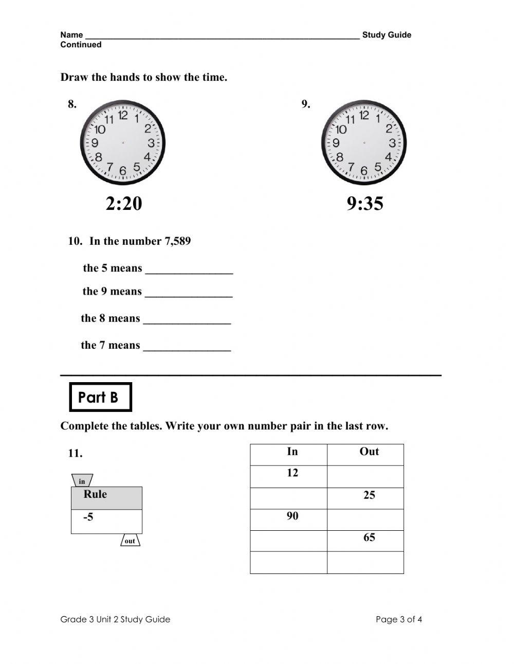 Everyday Math Review Guide Unit 2
