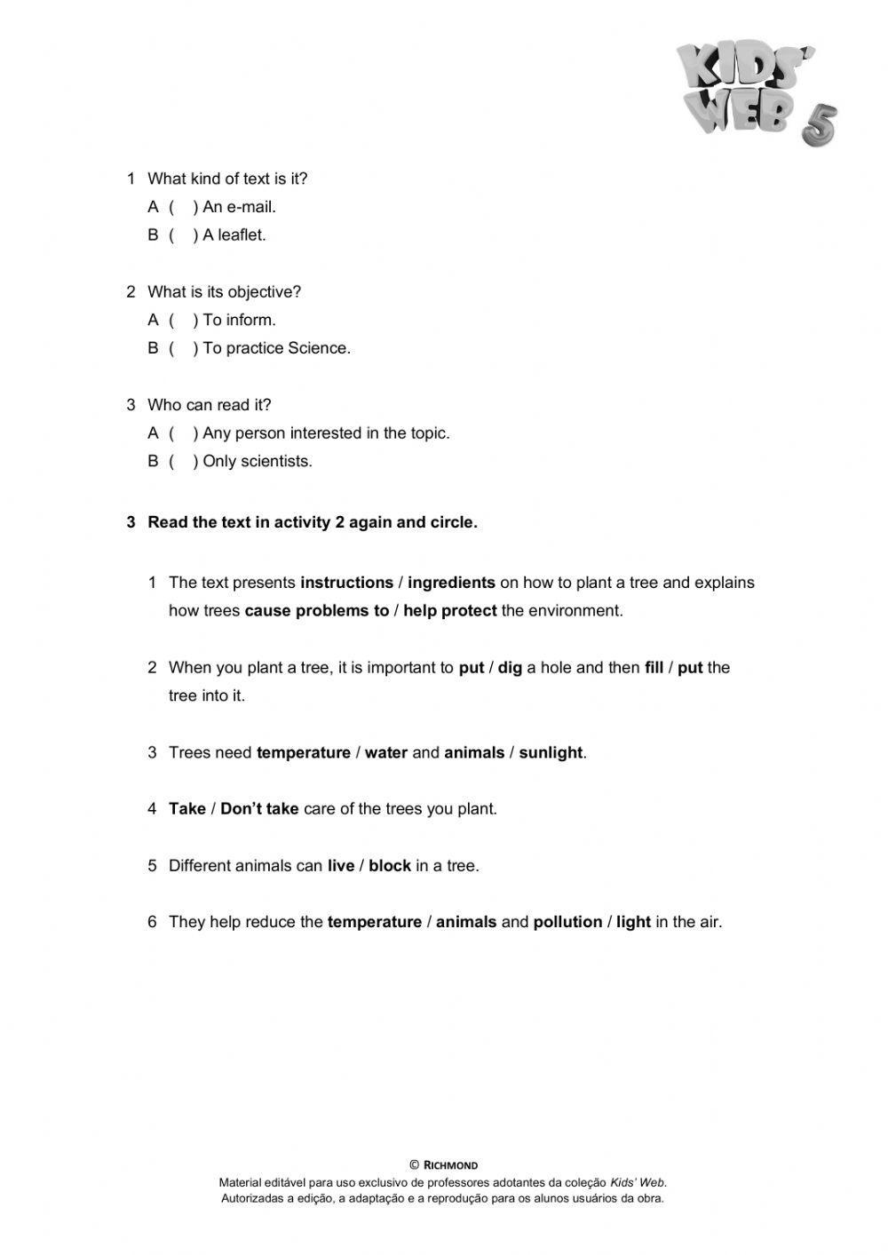 Unit 4 review - kids' web five