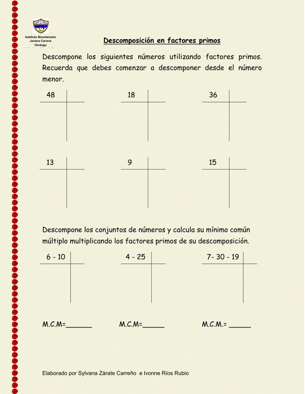 Descomponer en números primos