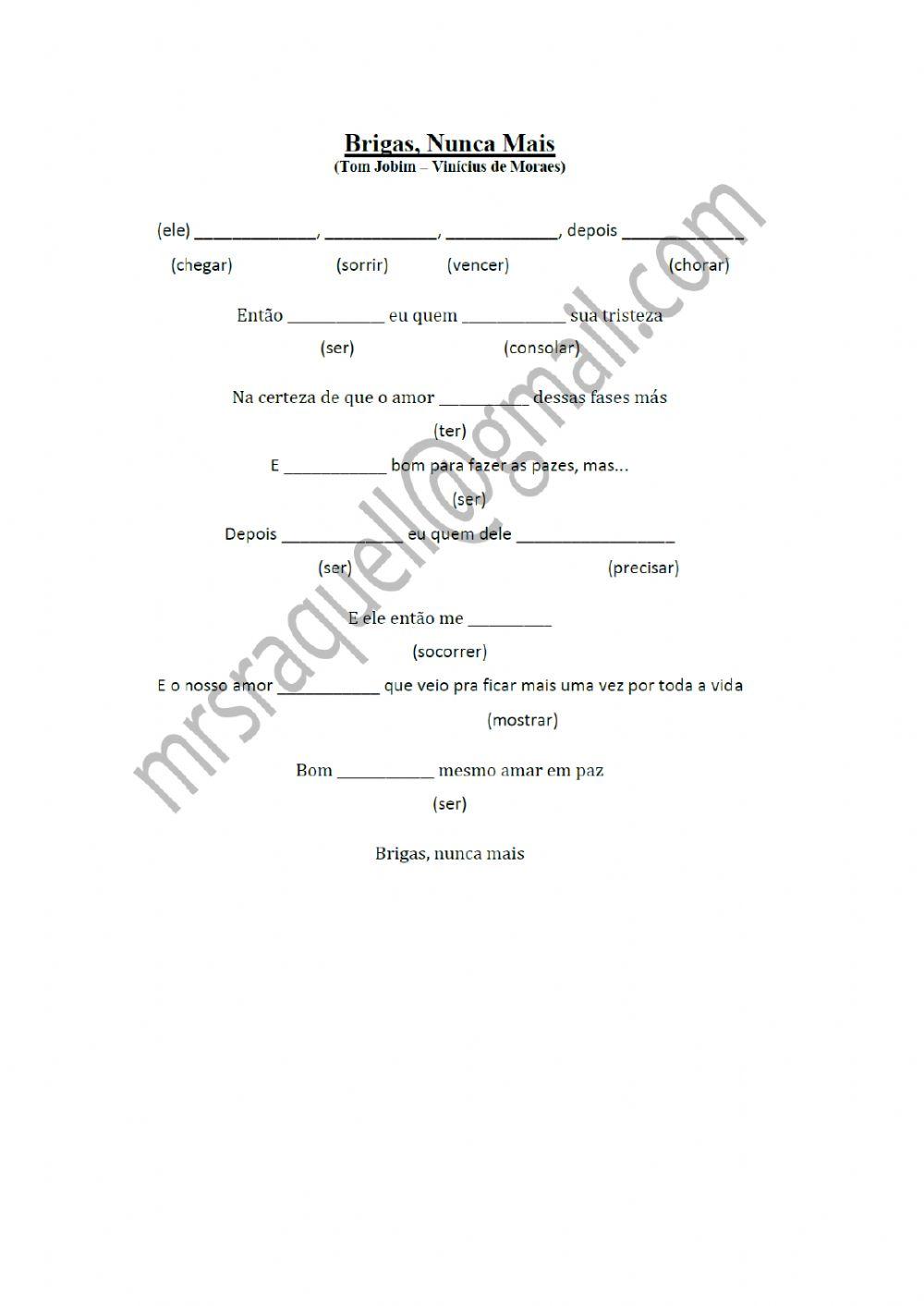 Pretérito Perfeito - Música: brigas nunca mais