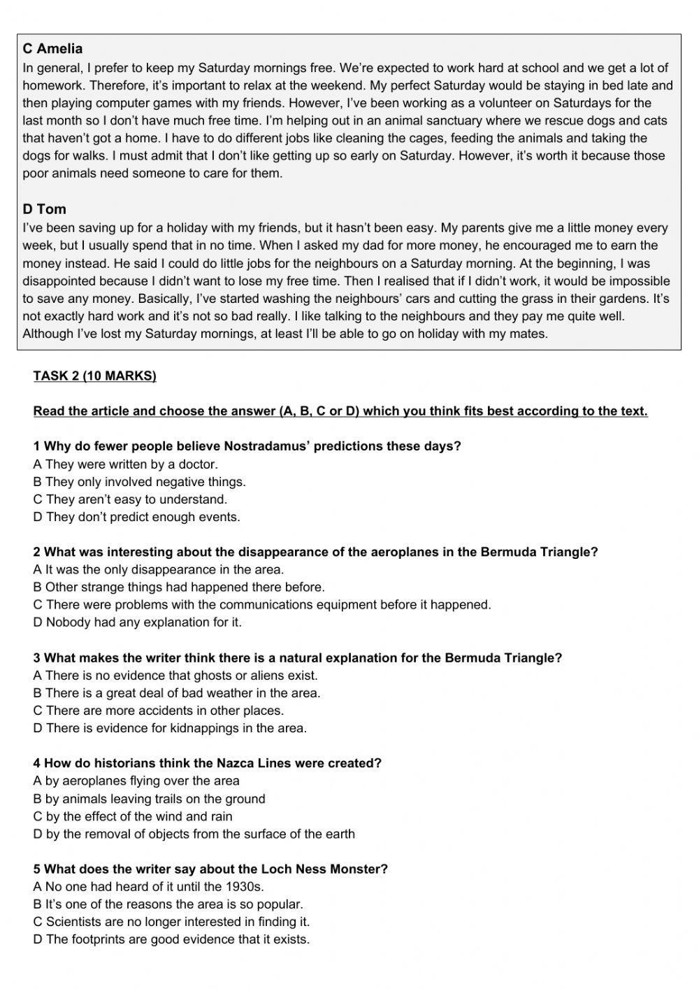 5th YEAR MID YEAR EXAM: READING