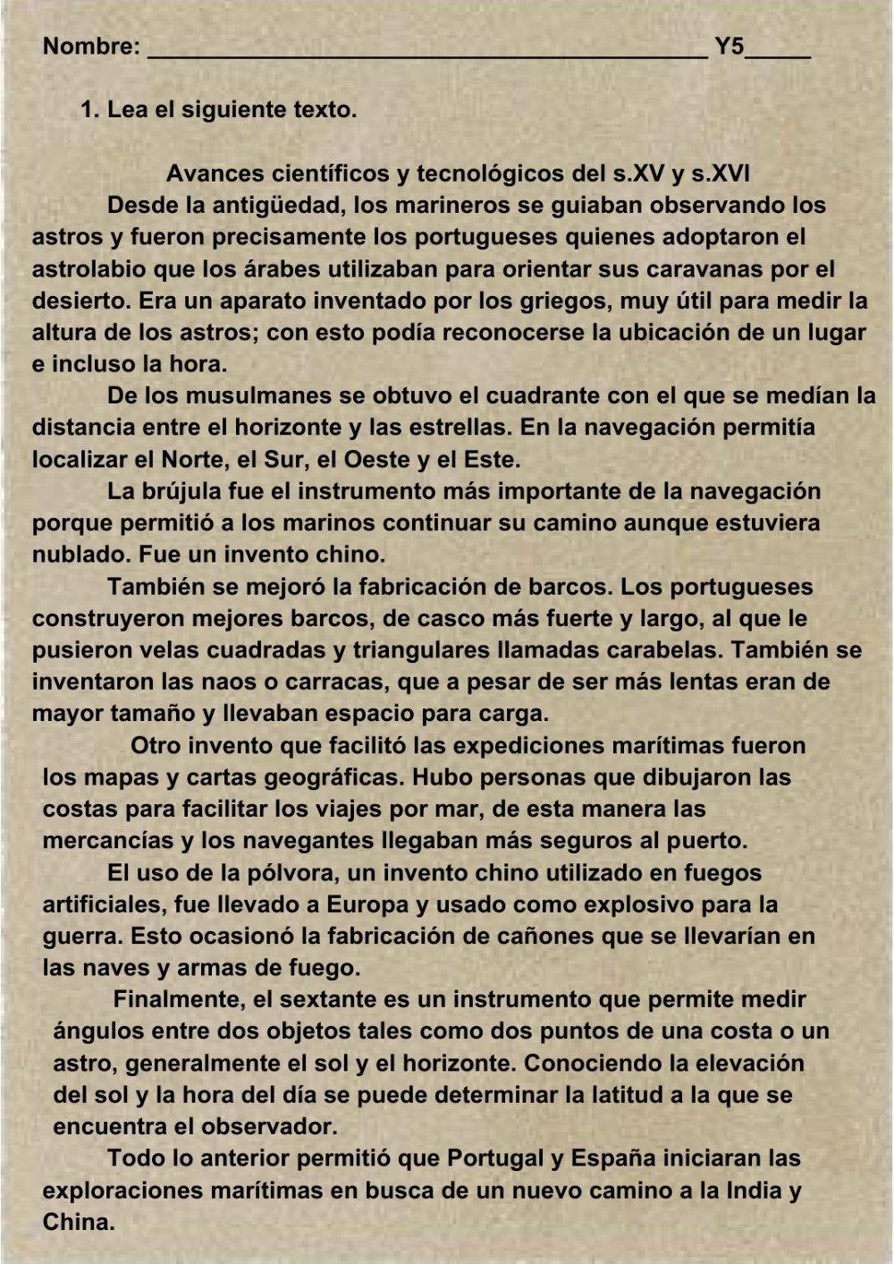 Comprensión Avances tecnológicos sXV