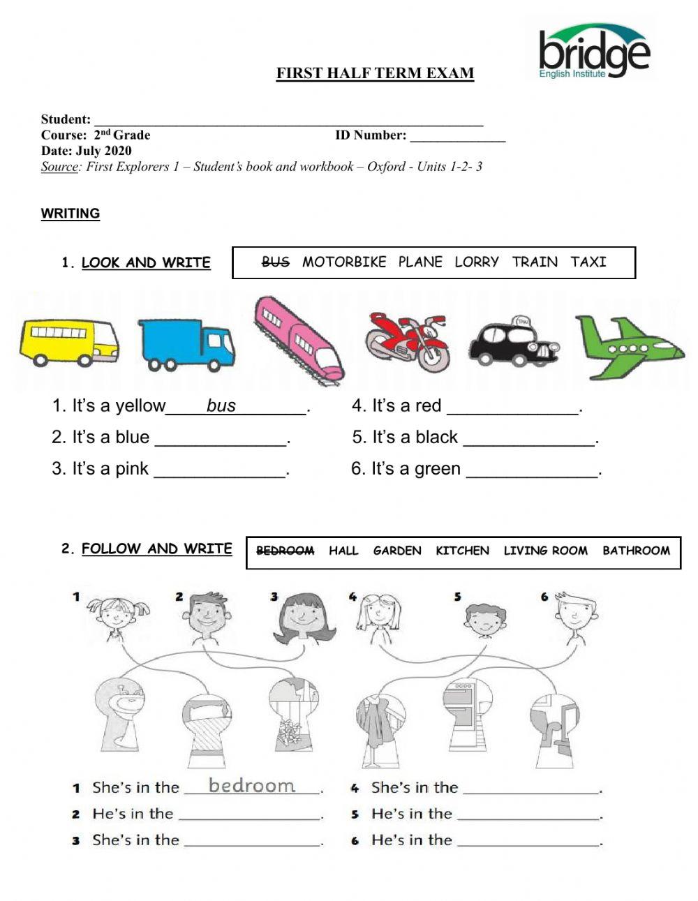 First explorers 1 writing - units 1,2,3