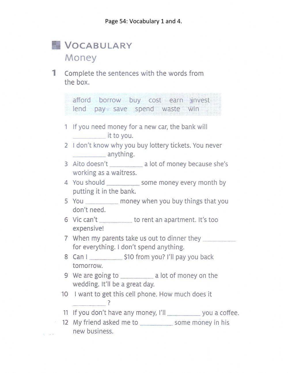 Money vocabulary and Second conditional