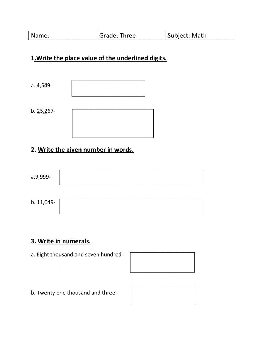 Math worksheet interactive activity Live Worksheets
