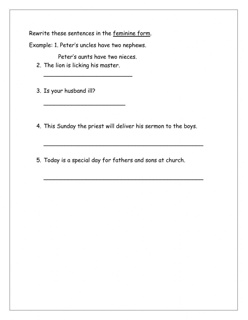 Masculine and Feminine words