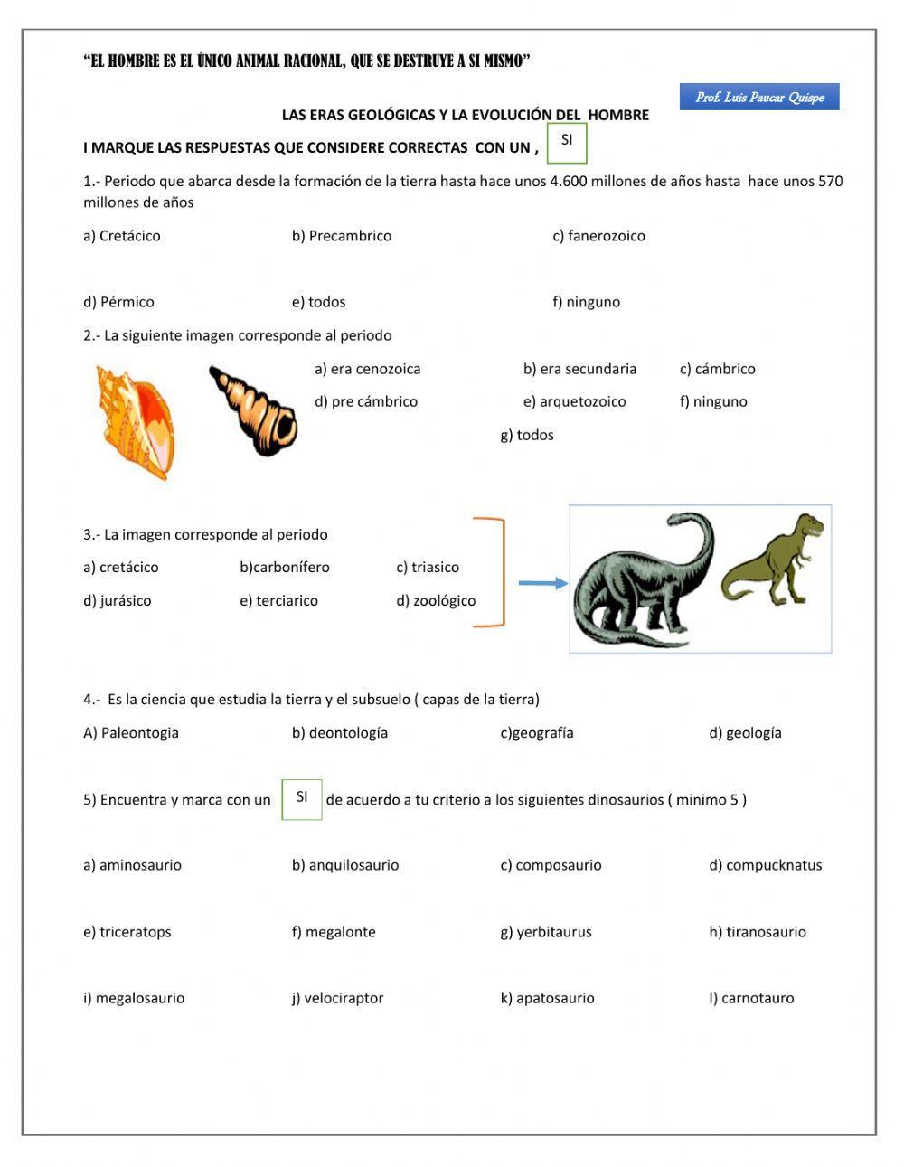 Las eras geológicas y la evolución del hombre