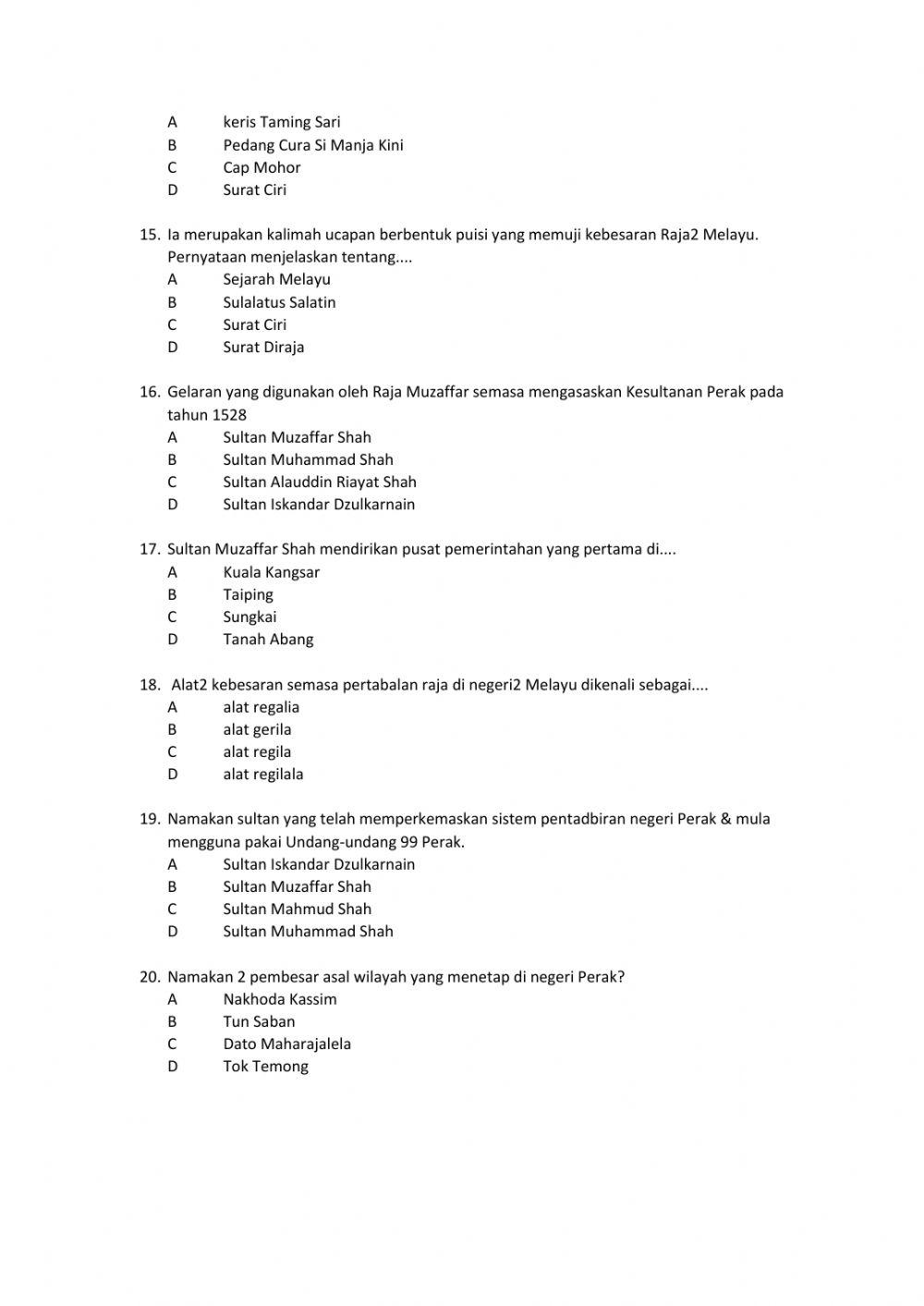 Pengasasan Kesultanan Pahang & Perak