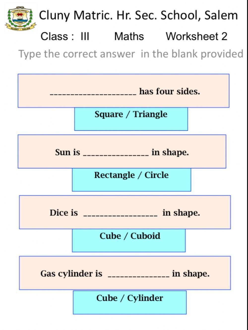 Class 2 Maths 3 - shapes