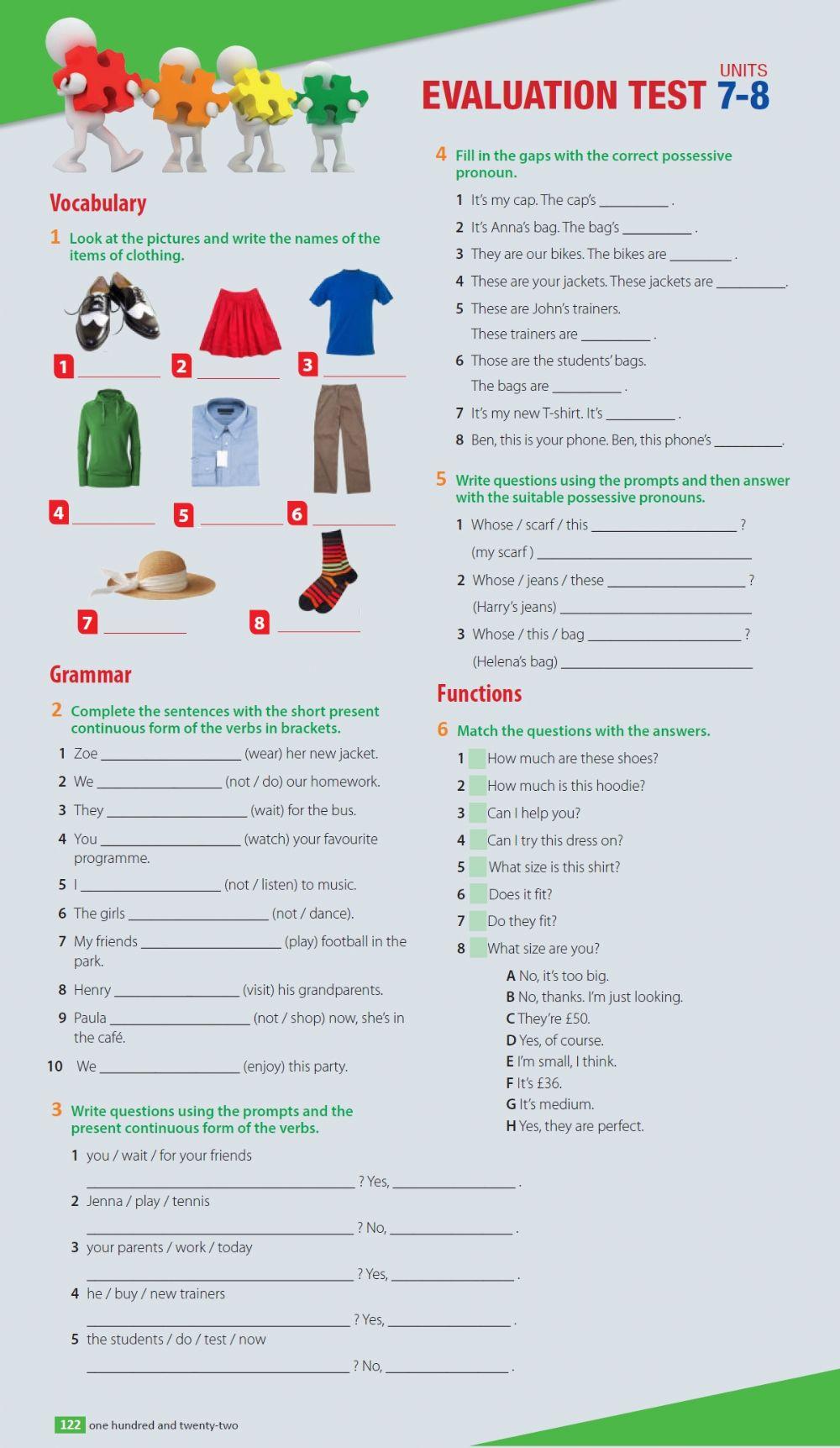 Limba engleza cls 5 Art Evaluation Units 7-8 Page 122