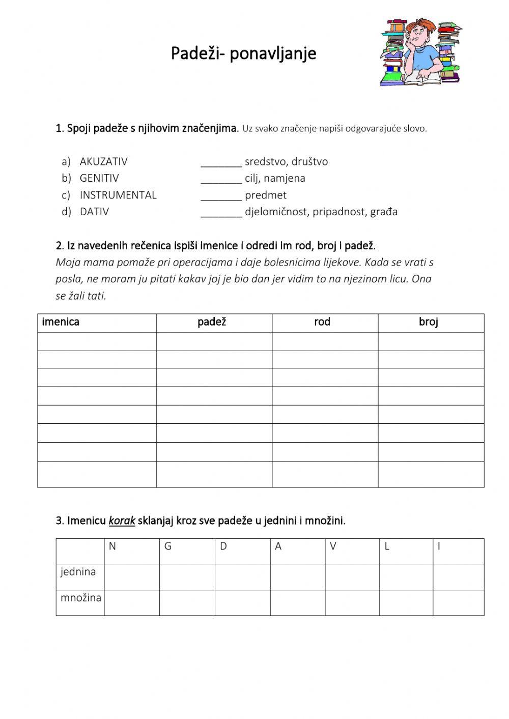 Padeži- ponavljanje