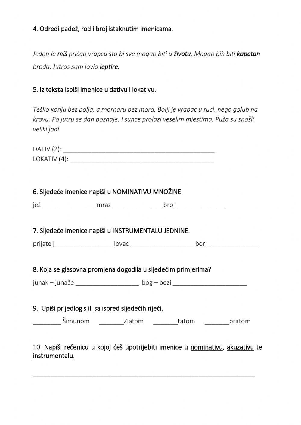 Padeži- ponavljanje