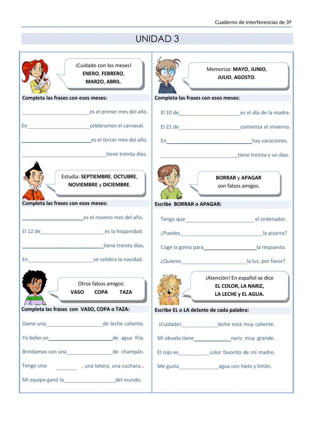 Cuaderno de interferencias portugués - español 3º