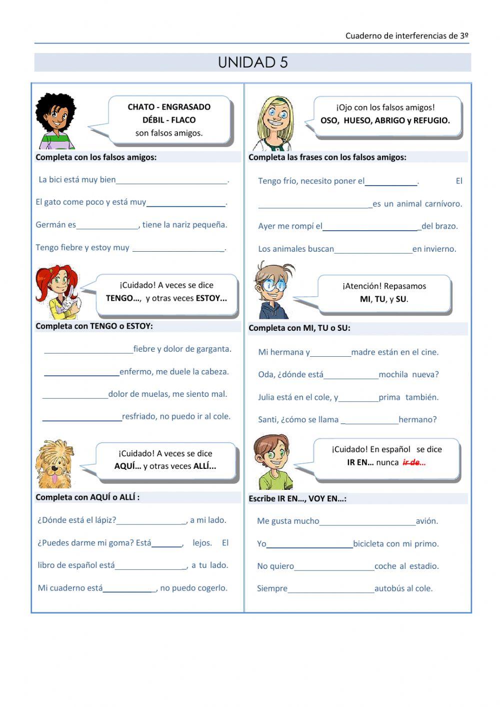 Cuaderno de interferencias portugués - español 3º