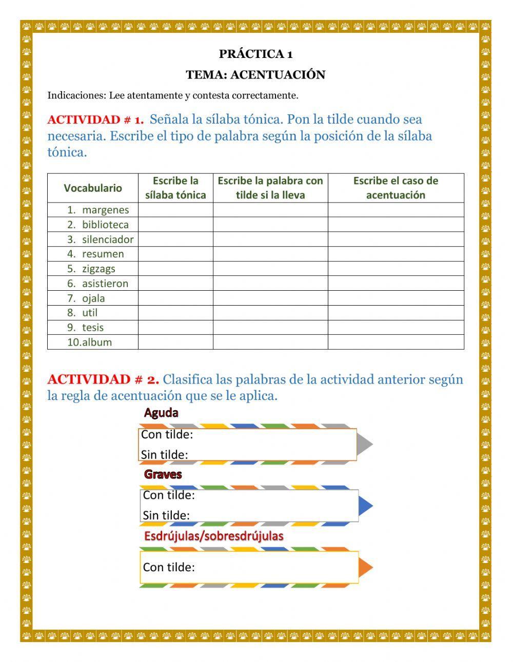 Teoría y práctica 1 de la acentuación