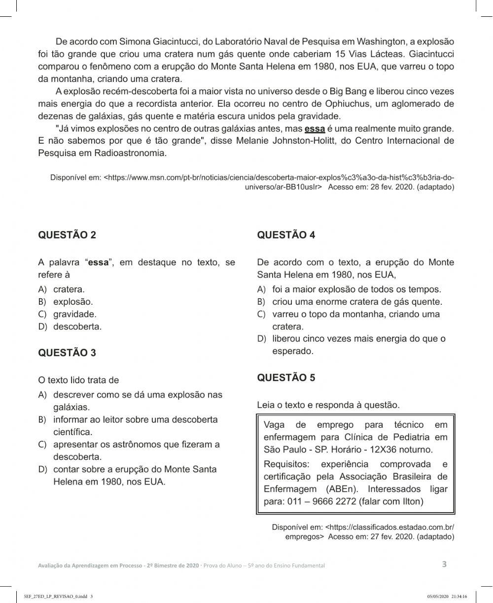AAP 2° bimestre de lingua portuguesa