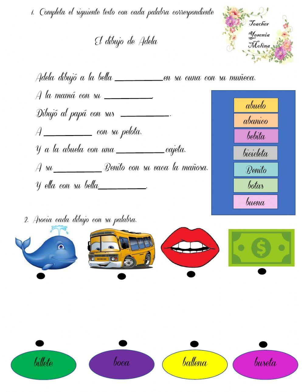 Sílabas ba, be,bi, bo, bu