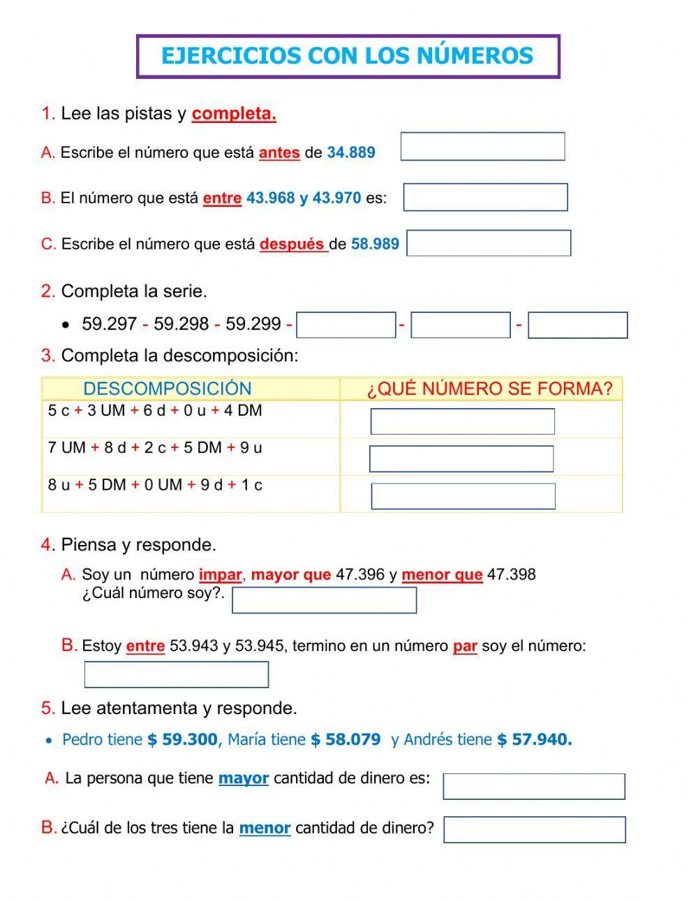 Números hasta el 60.000