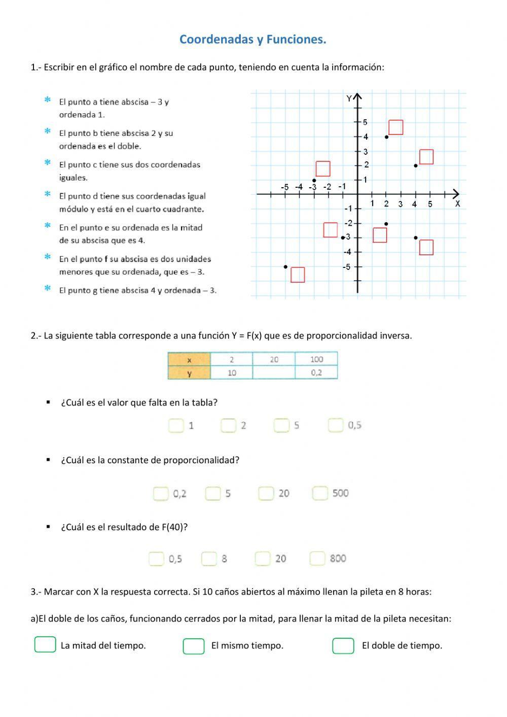 Coordenadas y funciones