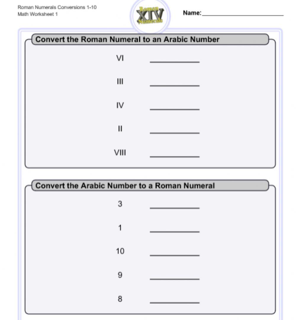 Math Roman Numbers 2