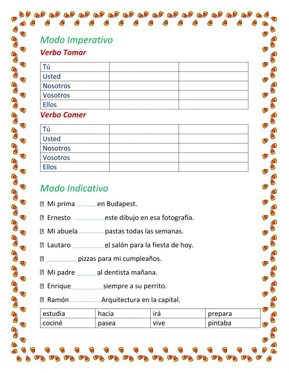 Modo imperativo y Modo indicativo